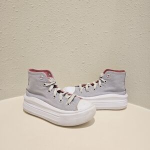 Converse Kids Unisex High Top Grey Platform Sneakers Size 12